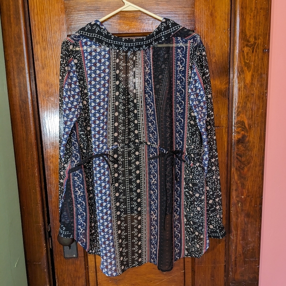 Free People Moonlight Mile Tie Back Sheer Button Down S Small Boho Anthropologie - Picture 6 of 12
